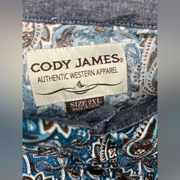 Cody James Refresh Large Paisley Print Long Sleeve Snap Western Shirt sz 2XL - Picture 3 of 10
